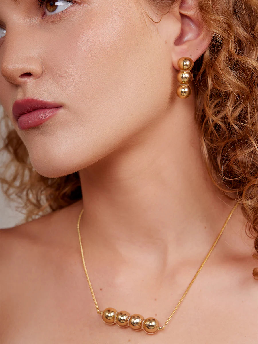 Lucite Covered Metal Beaded Drop Earring
