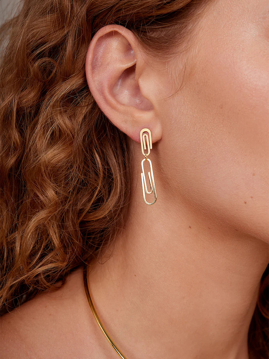 Double Paperclip Drop Earring