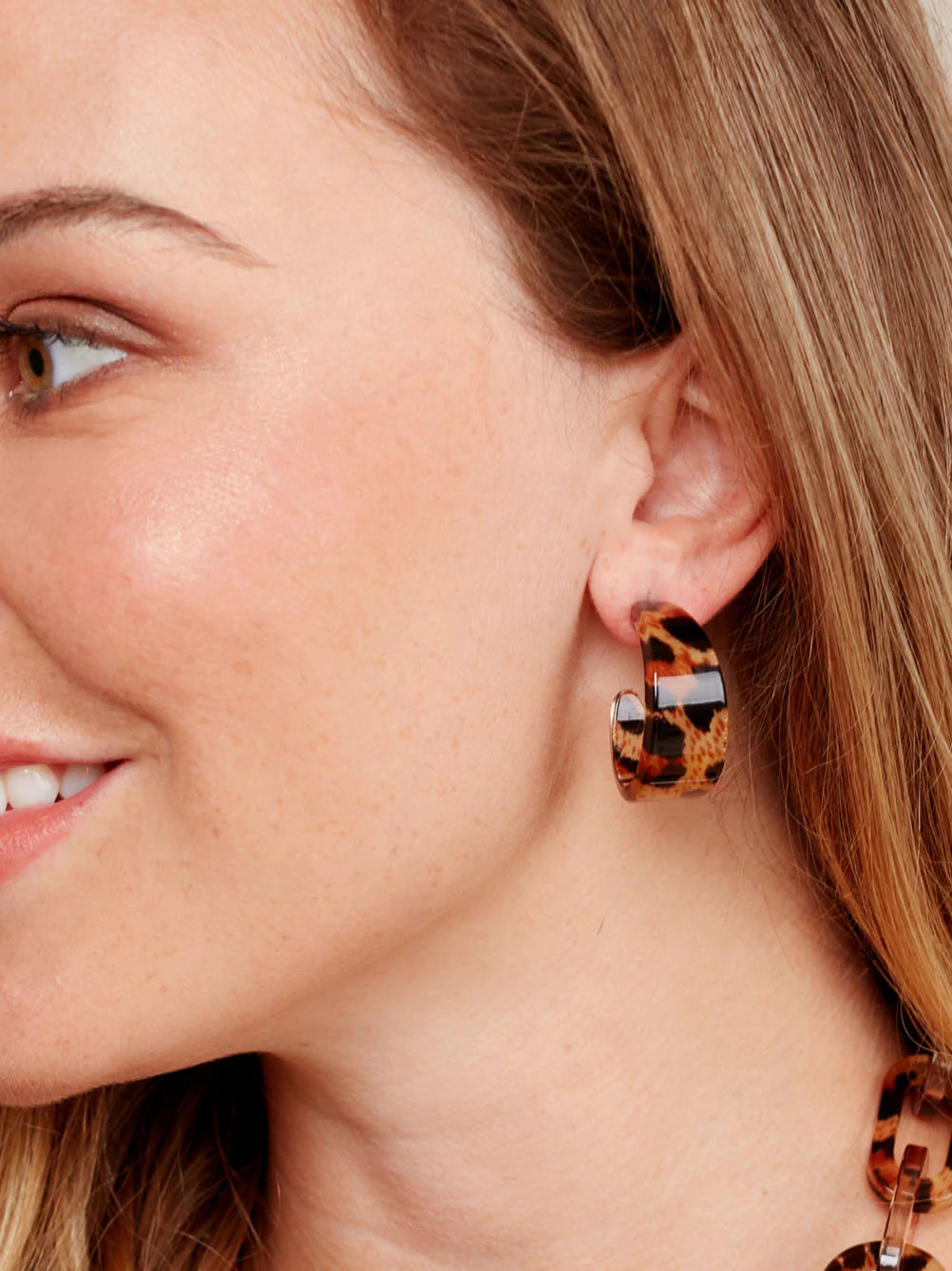 Small Resin Leopard Hoop Earring Jewelry