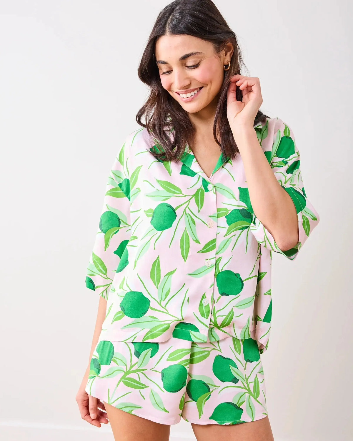 Printfresh Lime Zest Satin Short Set – Pink Salt
