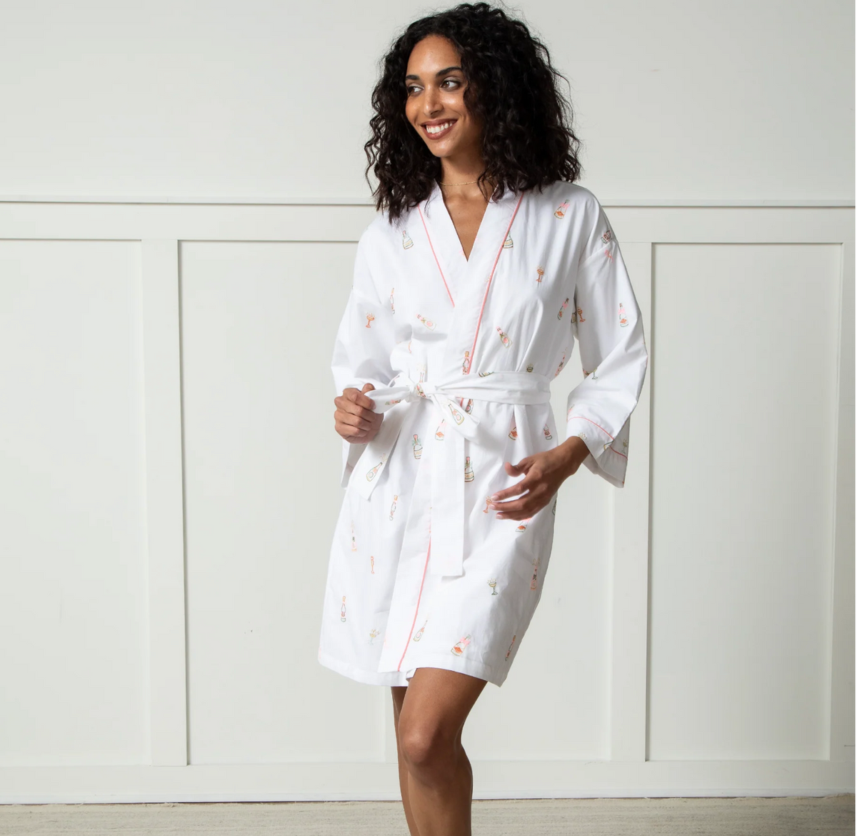 Printfresh Embroidered Bubbly Brunch Getting Ready Robe – Cloud