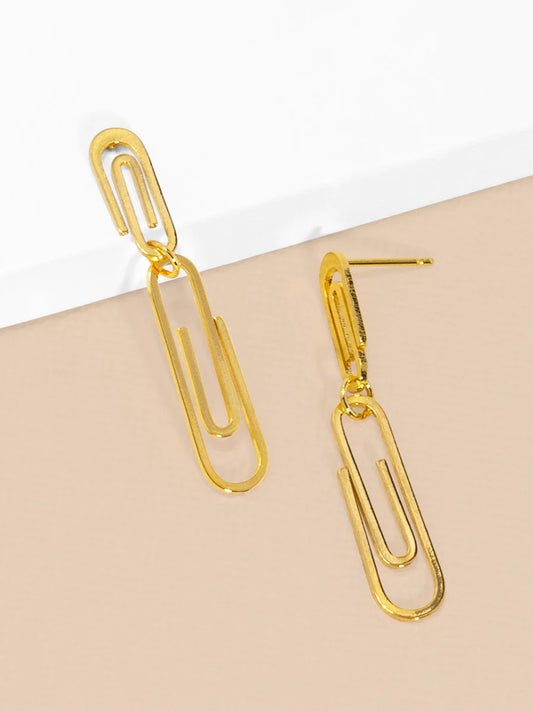 Double Paperclip Drop Earring