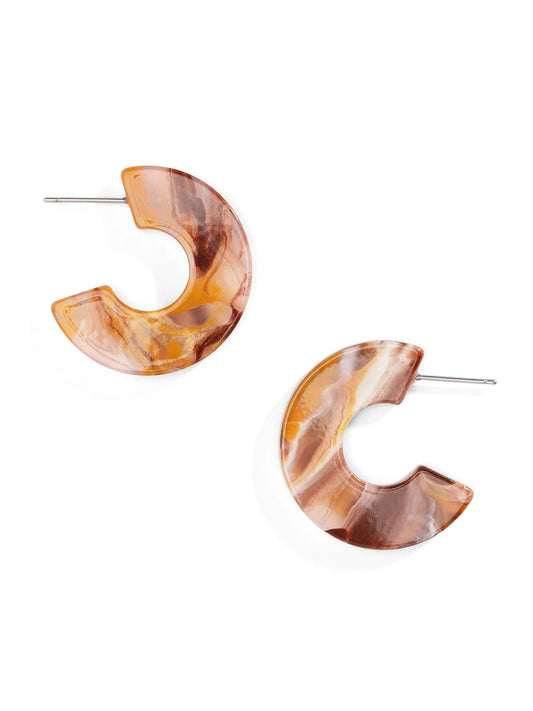 Small Marbled Flat Hoop Earring Jewelry