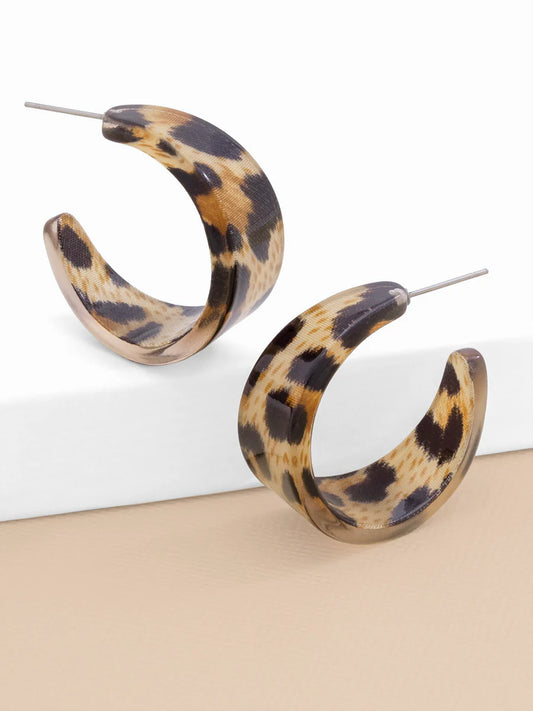 Small Resin Leopard Hoop Earring Jewelry